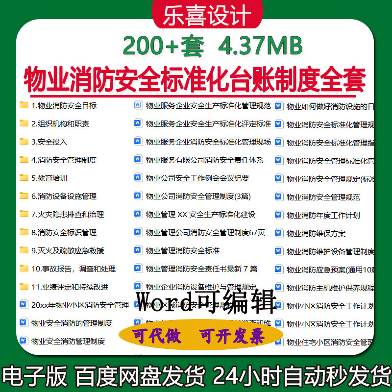 物业公司消防安全生产标准化应急预案管理制度档案台账电子版