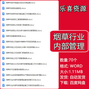 烟草行业内部管理资料部门职能职责员工管理规章制度活动策划方案