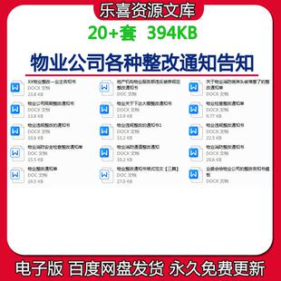 物业消防安全检查整改通知及单业委会给物业公司的整改告知书模板