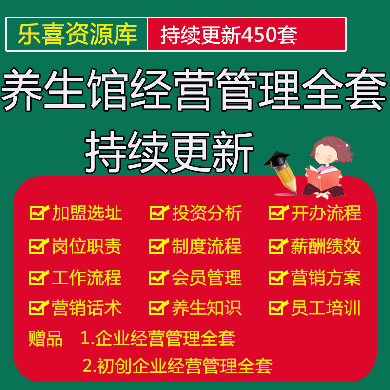 养生会所筹备选址加盟投资分析岗位职责制度流程手册活动营销话术