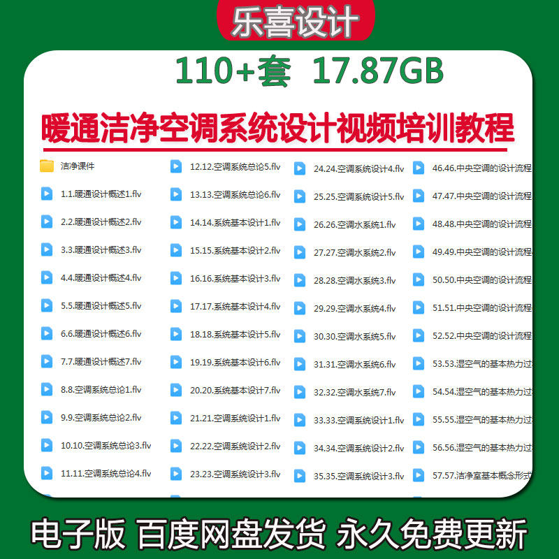 暖通洁净空调系统设计视频培训教程VRV无尘厂房医院净化设计课程