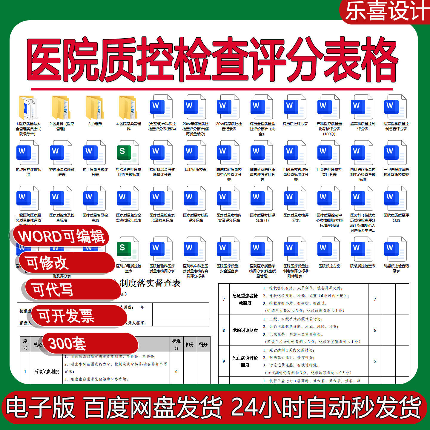 医院医务护理部药剂检验放射超声急诊重症科室质控检查评分表格
