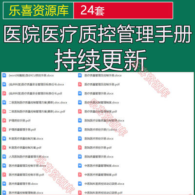 医院医疗质控管理手册实施方案各科医疗质量考核标准质控考评细则