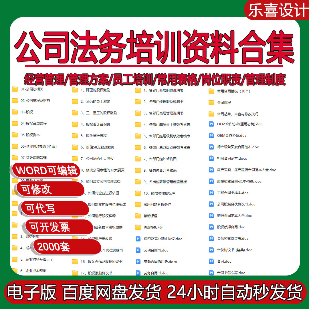公司法务培训章程财务律师实务股权激励方案设计岗位设置职能资料