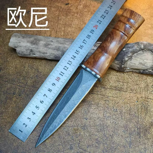 大马士革钢刀露营刀野营刀锋利高硬度水果刀
