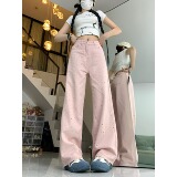 2198-P48美式韩版直筒阔腿裤烫砖阔腿牛仔长裤女，男装牛仔裤，电商A306A