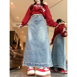 7828-P40复古牛仔半身裙女高档垂坠感显瘦梨形身材中长款，女装半身裙，电商A306A