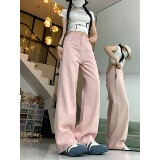 2198-P48美式韩版直筒阔腿裤烫砖阔腿牛仔长裤女，男装牛仔裤，电商A306A