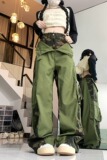 四季款辣妹美式复古工装裤假两件拼接迷彩裤街头直筒裤，男装工装外套，电商A306A