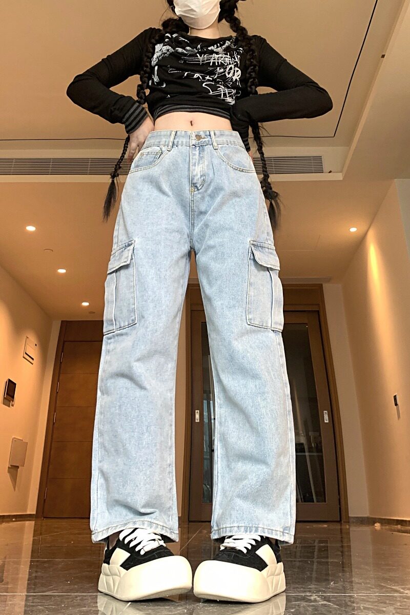 2025四季新款牛仔裤女直筒宽松新款春夏vibe工装裤子高街ins潮,女装牛仔裤,电商A306A