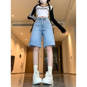 2025春夏季新款chic宽松显瘦开叉五分裤短裤热裤女