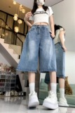 2025春夏直筒7分牛仔裤夏季复古水洗做旧直筒牛仔裤女男裤，男装牛仔裤，电商A306A