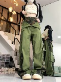 四季款辣妹美式复古工装裤假两件拼接迷彩裤街头直筒裤，男装工装外套，电商A306A