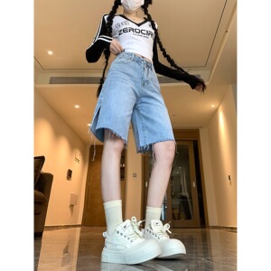2025春夏季新款chic宽松显瘦开叉五分裤短裤热裤女图片
