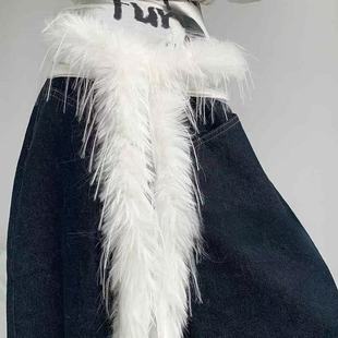 爵士毛毛腰带配饰白色y2k长条毛绒辣妹街舞舞蹈屁帘装 饰腰链潮流