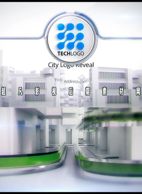 3D城市建筑工业科技线条地产大楼LOGO动画视频片头效果AE模板