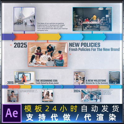 公司企业商务时间线Timeline介绍展示Business大事件历程AE模板