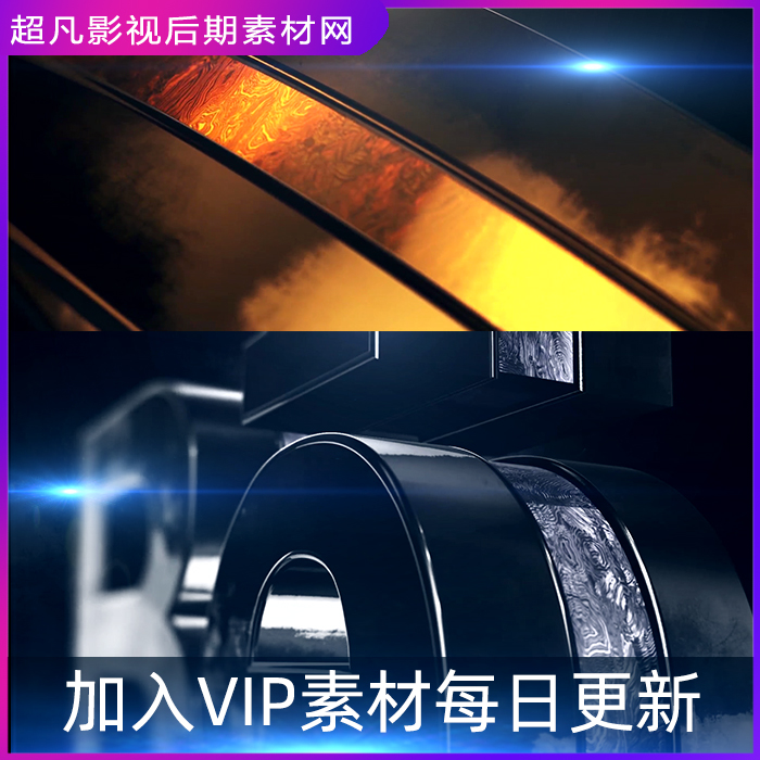 ELEMENT 3D制作史诗大气闪亮金属质感金银三维Logo动画AE模板