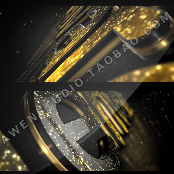 ELEMENT 3D金色质感流光优雅三维动画标志logo演绎AE模板