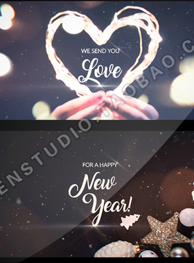 2018 christmas圣诞节日雪花凝聚成文字粒子特效动画片头AE模板