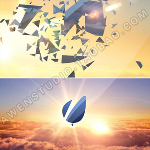 震撼大气的史诗天空logo破碎汇聚标志碎片组合聚合演绎片头AE模板