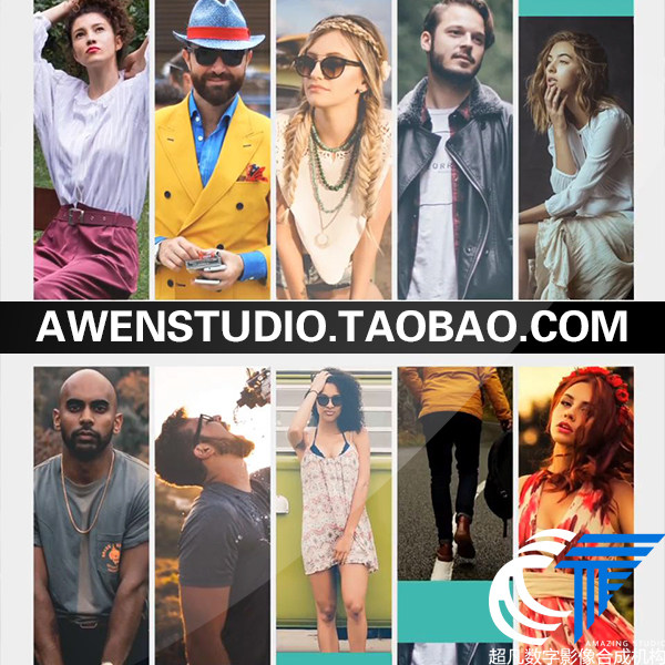 竖版照片条幅组合标志片头人物介绍评选支持人简介片头动画ae模板