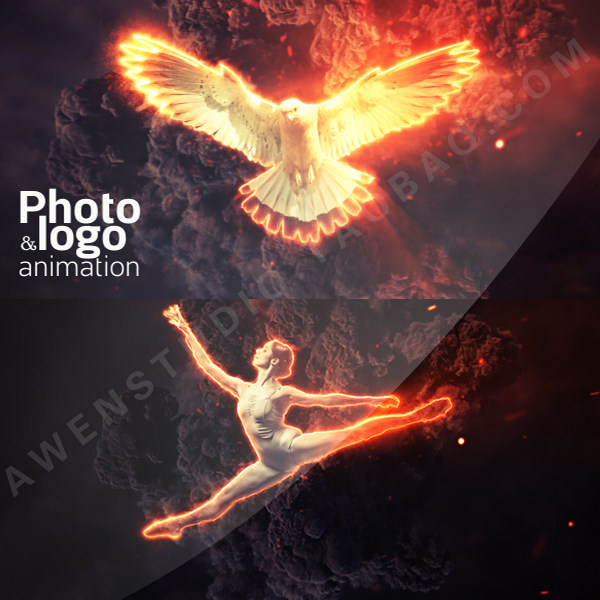 超酷标志图片火焰爆炸logo标题游戏电影片头照片特效动画ae模板