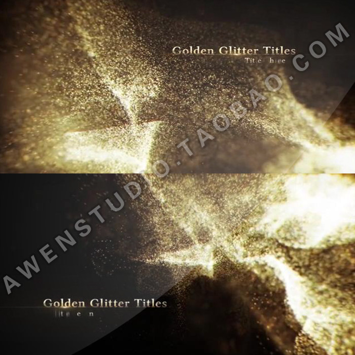 大气震撼的企业宣传片年会黄金色粒子流动文字幕标题展示AE模板