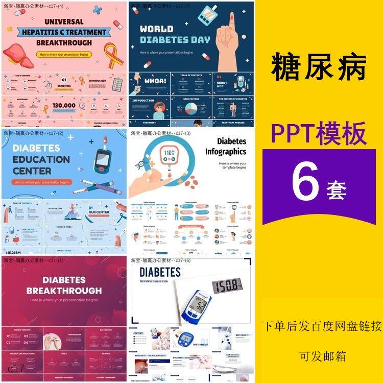 糖尿病医疗病例案例介绍工作汇报医学毕业答辩主题背景ppt模板