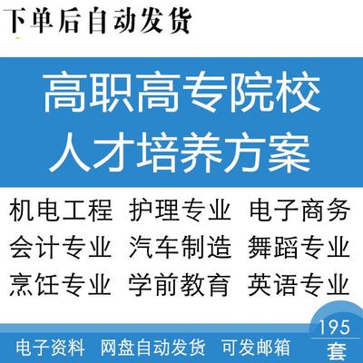 高职高专中职院校汽车制造电子商务计算机应用各专业人才培养方案