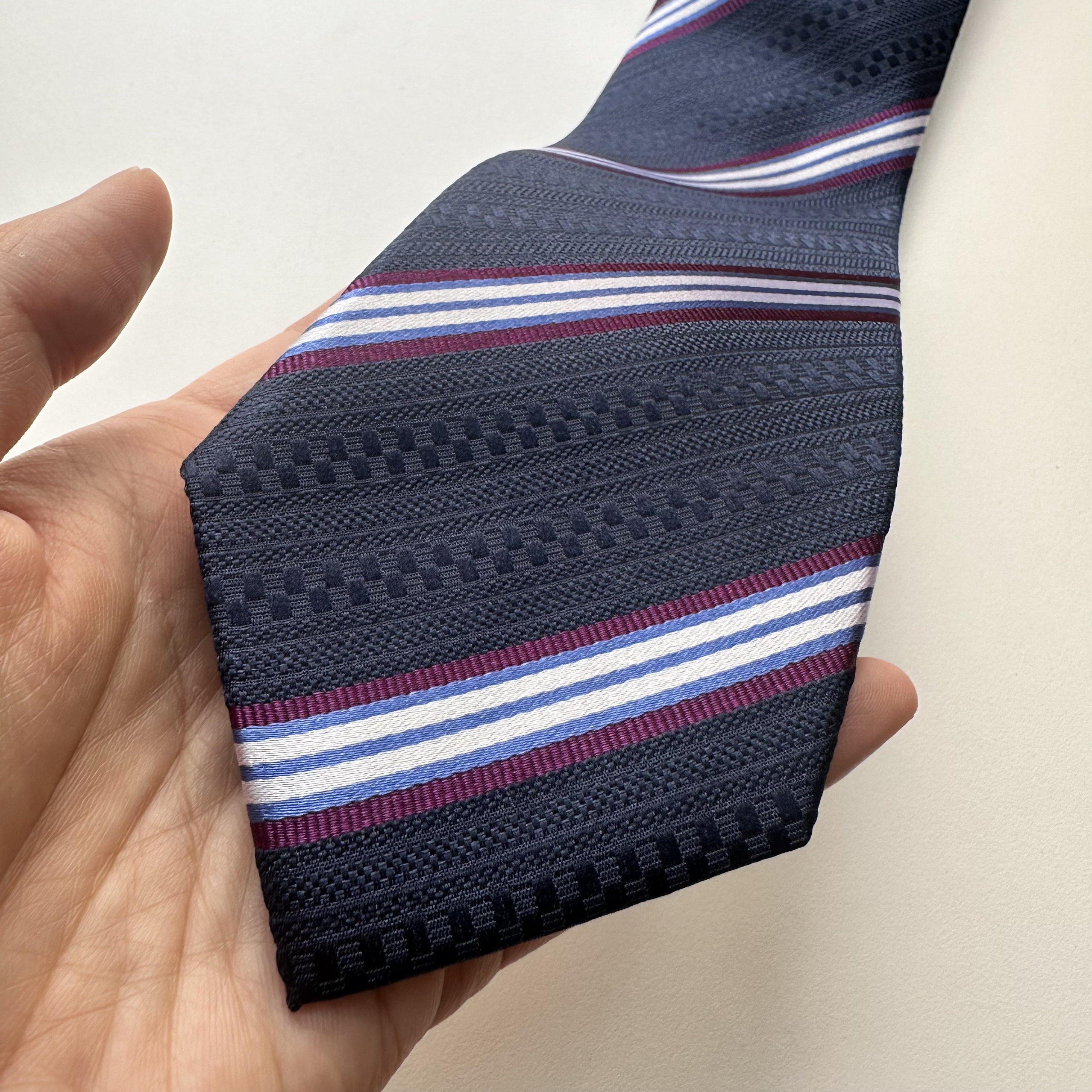 林58藏青紫蓝白斜纹7.5厘米领带