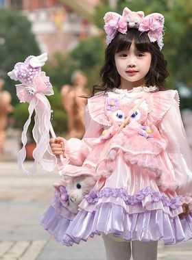 女童冬季加绒连衣裙儿童生日玲娜贝儿裙子长袖洛丽塔公主裙