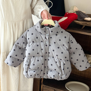 2025冬季新款女童羽绒服韩系百搭波点白鸭绒外套保暖洋气