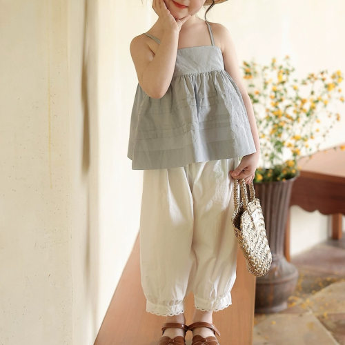 2025夏季新款女童袖上衣儿童吊带
