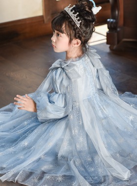 公主裙女童冰雪奇缘艾莎连衣裙新品女儿童长袖洋气礼服裙纱裙
