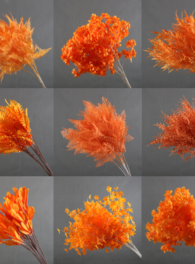 新款婚庆橘色仿真花材吊顶花橙色系婚礼堂软装洋牡丹路引插花花艺