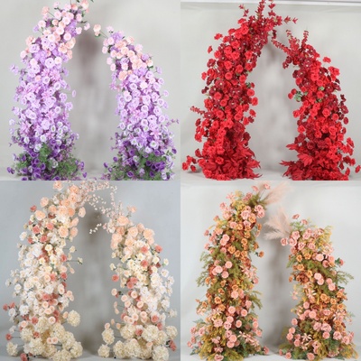 婚庆新款森系牛角门拱门仿真花花艺婚礼装饰舞台背景结婚布置花艺