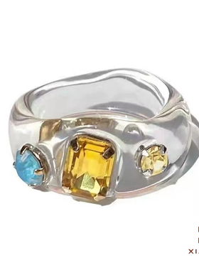 夏苒XIARAN「童话」小众透明简约彩色手工时尚气质戒指黄铜戒指女