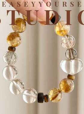 「念心」夏苒原创设计秋季虎眼塔晶屁桃爱心手串