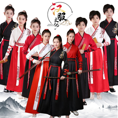 汉服男童国学服装中小学生女童霸气武侠侠客中国风儿童古装演出服