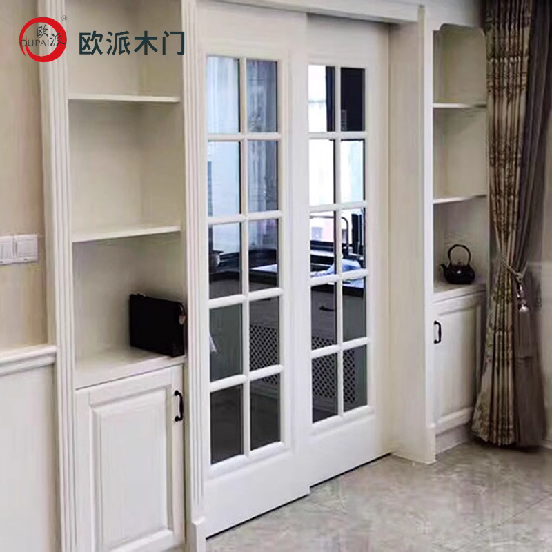 上海新款网红木质推拉门滑门吊轨门厨房移门无下轨移门实木移门