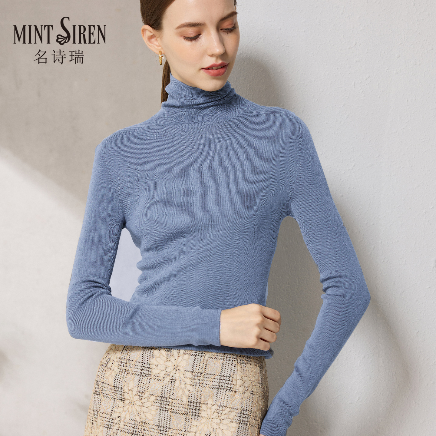 秋冬无缝一体羊毛衫高领长袖毛衣