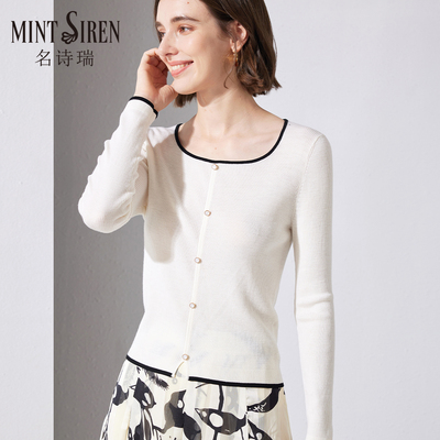 100%羊毛假开衫大圆领套头毛衣