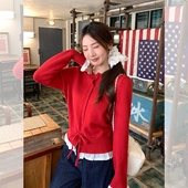 设计感针织开衫 女2025秋新款 小个子系带多扣甜美内搭上衣