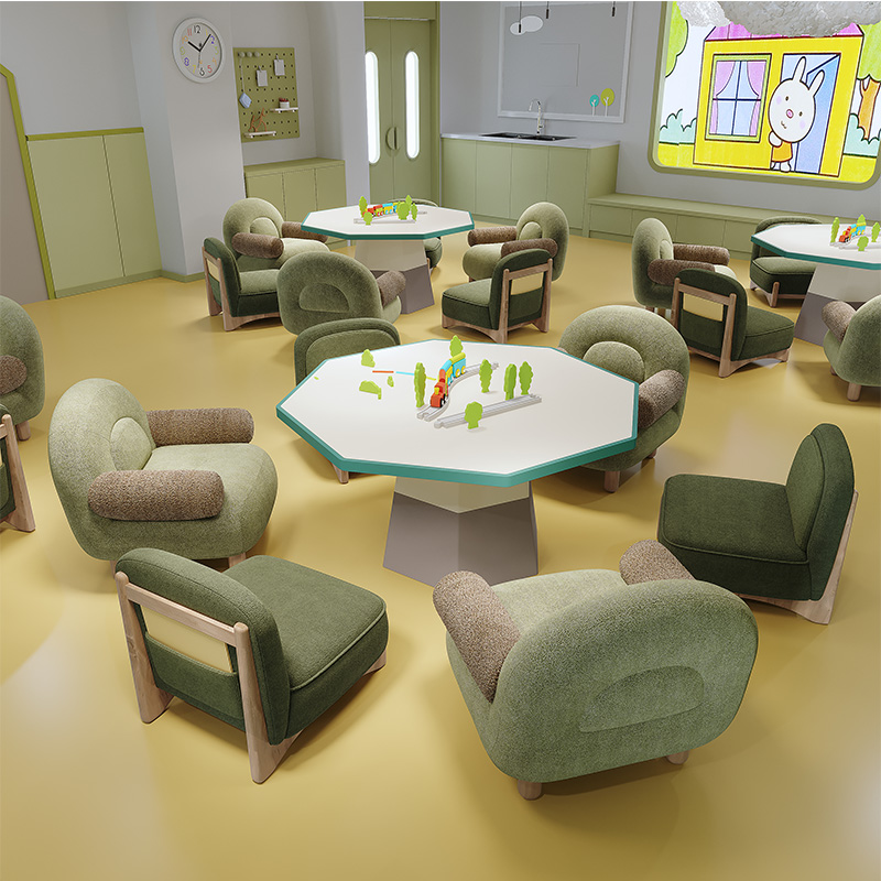 早教中心儿童手工桌售楼处架空层幼儿活动区玩乐桌椅图书馆阅读桌