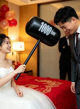 搞怪婚礼堵门惩罚大小号充气锤子千吨锤敲打玩具大千吨锤气球活动