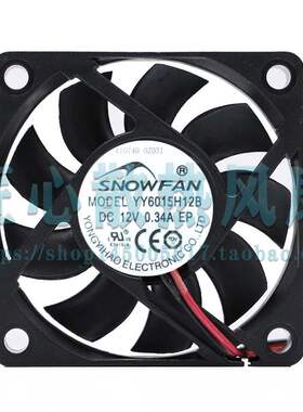 SNOWFAN YY6015H12B DC 12V 0.34A 60x60x15mm 4线PWM散热风扇