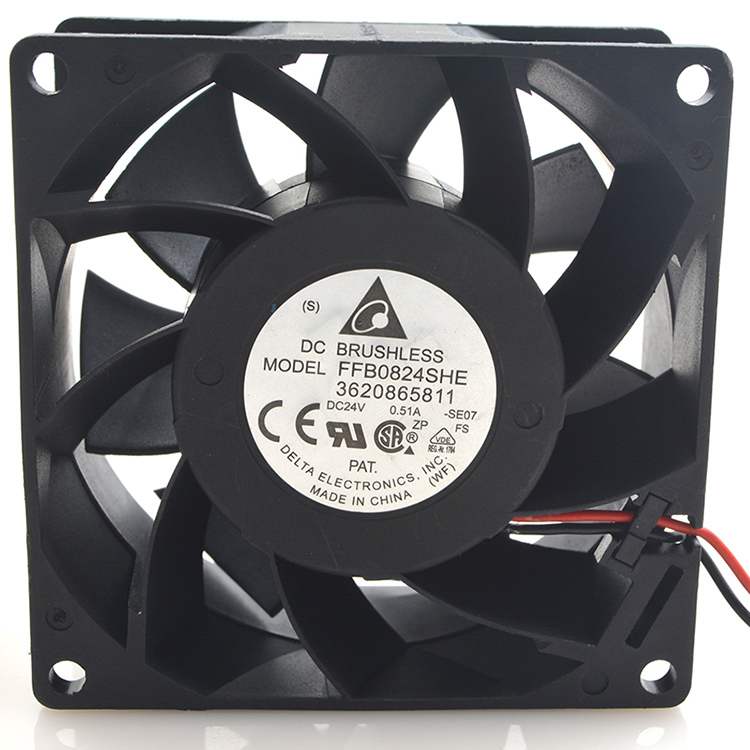 台达 FBB0824SHE 24V 0.51A 8038 8CM 大风量双滚珠变频器风扇