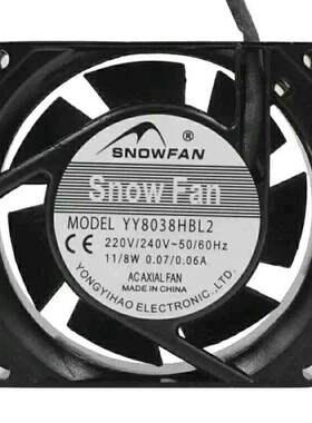 全新SNOWFAN YY8038HBL2/HSL2 AC220V 8025机柜散热12025风扇9225