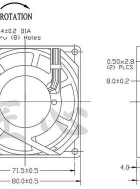 A2V8C25TBT-1 AC 230V 8025 80*80*25 交流散热风扇